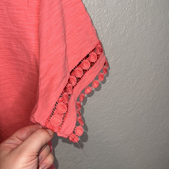 Talbots Coral Lace Sleeve Top - Picture 6 of 6